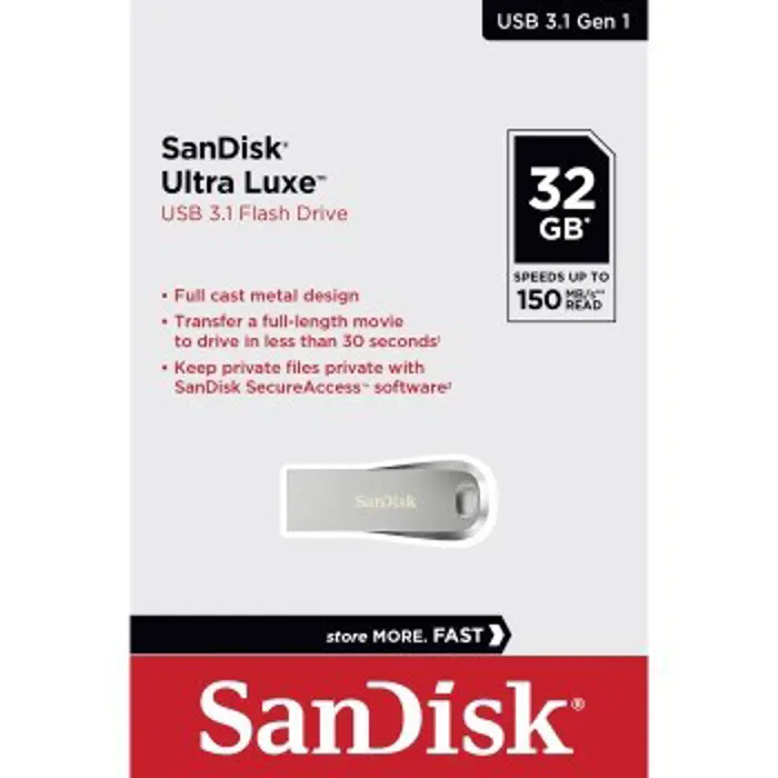 SanDisk Ultra Luxe USB flash drive 32 GB USB Type-A 3.2 Gen 1 (3.1 Gen 1) Silver