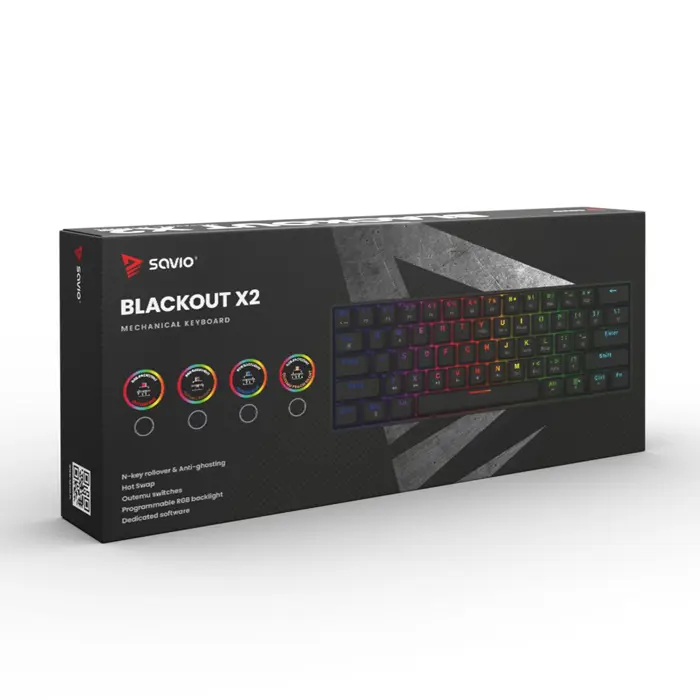 Savio BLACKOUT X2 RED keyboard Gaming USB QWERTY US International Black