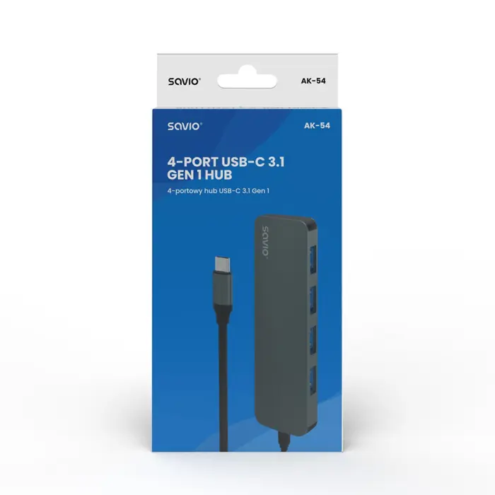 SAVIO Hub USB-C - 4 x USB-A, AK-54