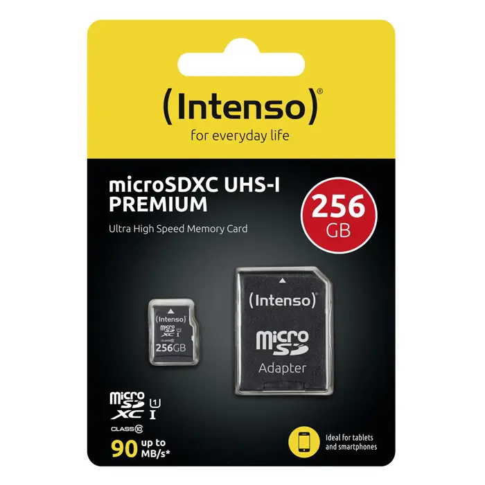 SD MicroSD Card 256GB Intenso SDXC UHS-I Class10
