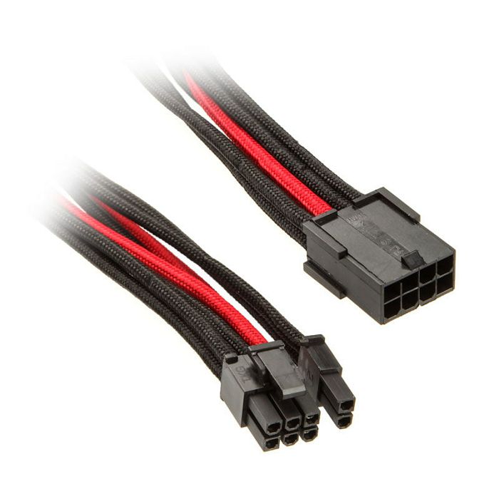 SilverStone PCIe-8-Pin zu PCIe-6+2-Pin Kabel, 250mm - black/rot SST-PP07-PCIBR