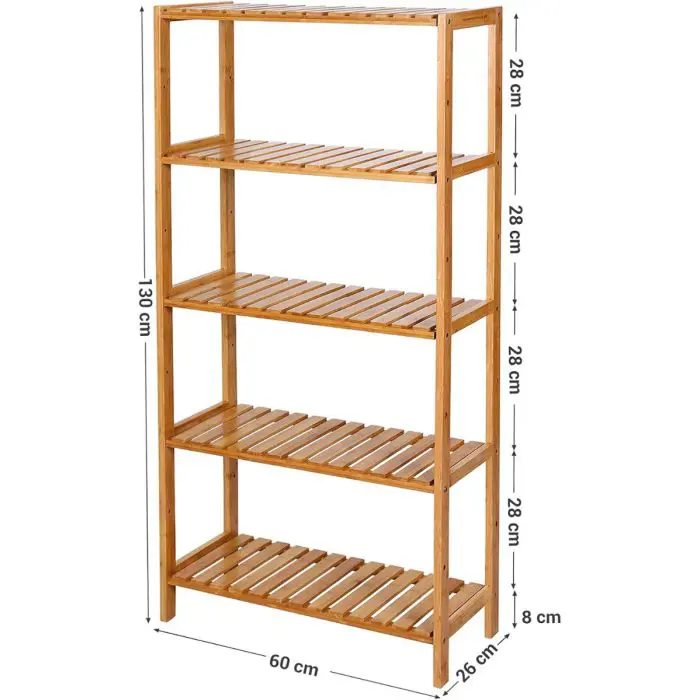 SONGMICS Bamboo naravni regal 60 x 26 x 130 cm, BCB35Y