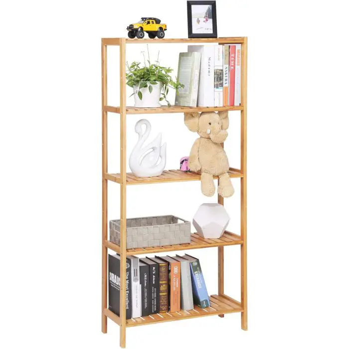 SONGMICS Bamboo naravni regal 60 x 26 x 130 cm, BCB35Y