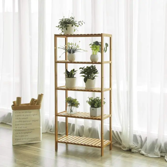 SONGMICS Bamboo naravni regal 60 x 26 x 130 cm, BCB35Y