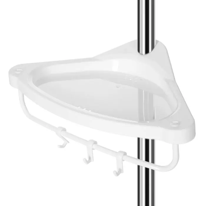 SONGMICS Corner Shelf with Shelves for Bathrooms, White Silver Color, 95-300 cm