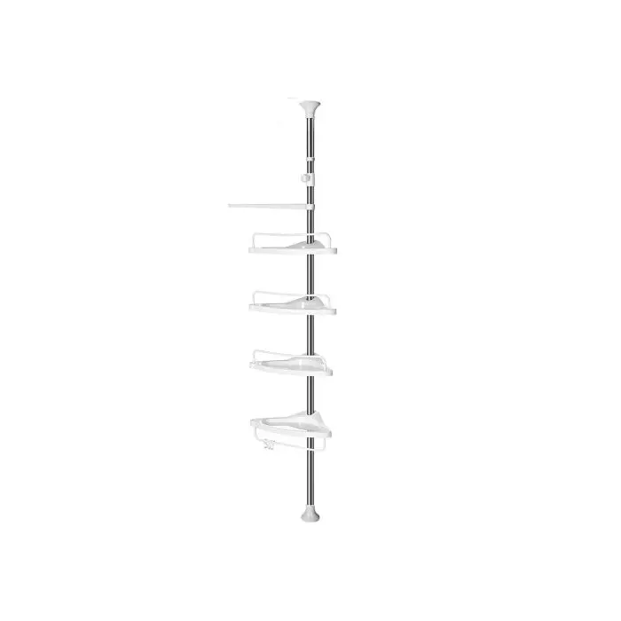 SONGMICS Corner Shelf with Shelves for Bathrooms, White Silver Color, 95-300 cm