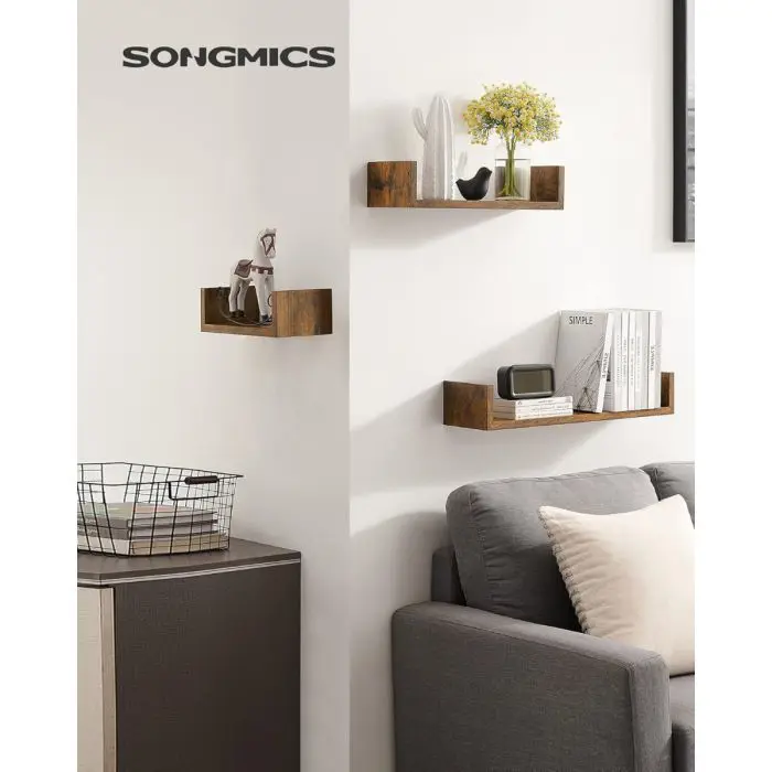 SONGMICS komplet 3 plavajočih stenskih polic