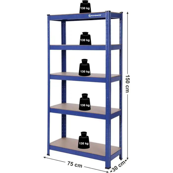 SONGMICS Shelf 150 x 75 x 30 cm brown-blue, GLR30Q