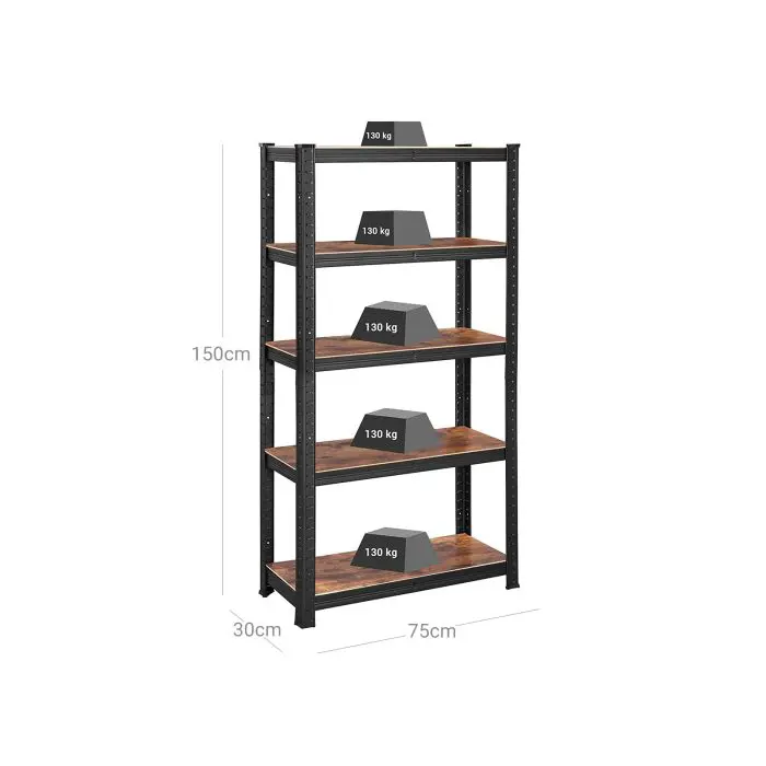 SONGMICS Shelf 30 x 75 x 150 cm brown-black