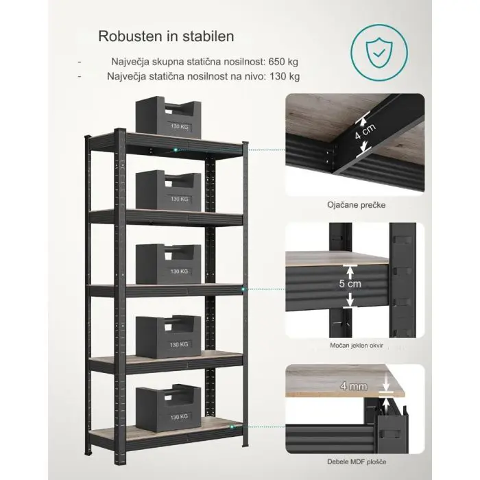 SONGMICS Shelf 30 x 75 x 150 cm natural brown, GLR030B11
