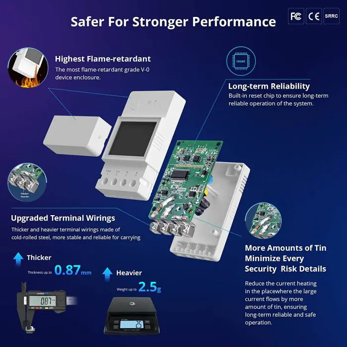 SONOFF POWR316D smart switch, digital consumption meter with LCD, compatible with Alexa/Google Home, 16A
