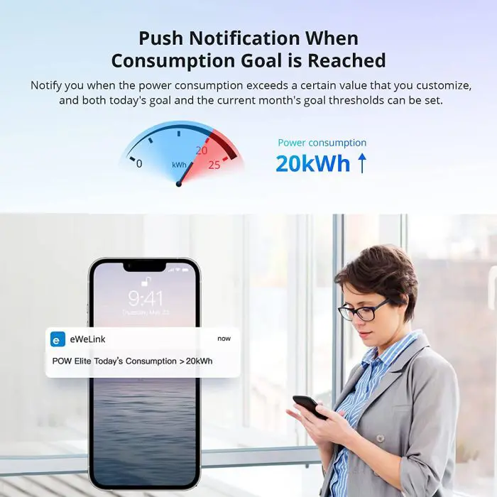 SONOFF POWR316D smart switch, digital consumption meter with LCD, compatible with Alexa/Google Home, 16A