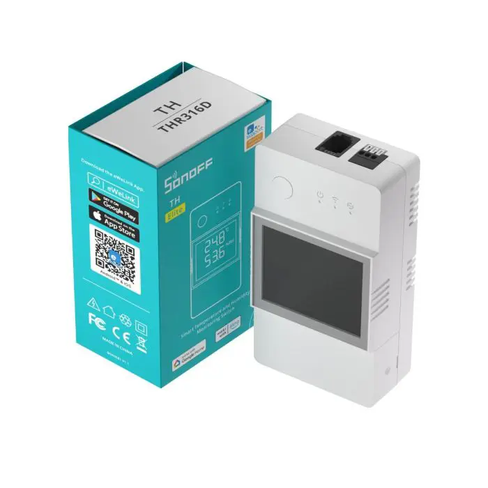 SONOFF smart switch THR320D, temperature sensor. and humidity with LCD display, Alexa/Google Home/IFTTT, 20A Max.
