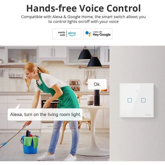 SONOFF smart wall switch Wi-Fi + RF433 dual T2EU2C-TX