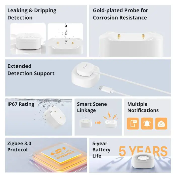 SONOFF SNZB-05P water leak (with cable attached)