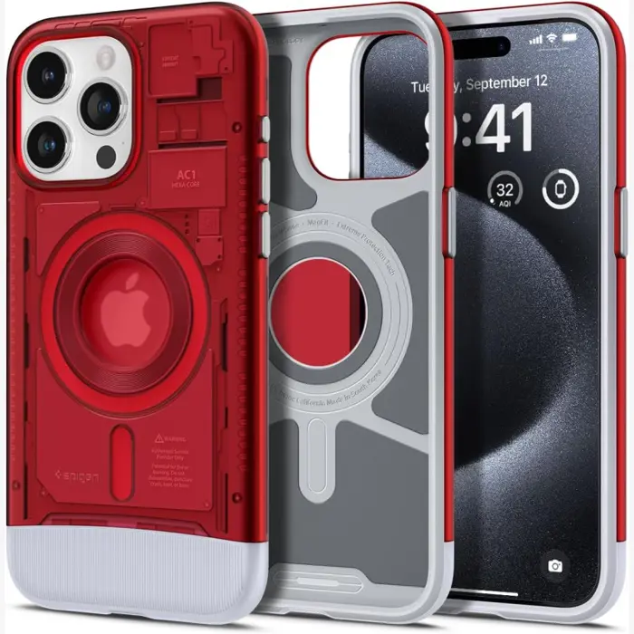 Spigen Classic C1 MagSafe, ruby - iPhone 15 Pro