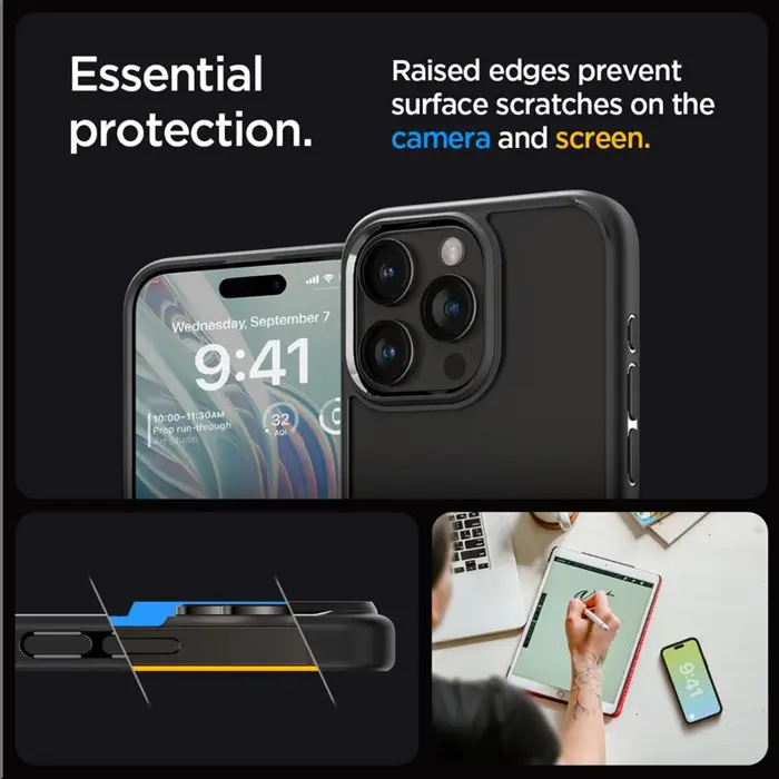 Spigen Crystal Hybrid, matte black - iPhone 15 Pro Max (ACS06449)