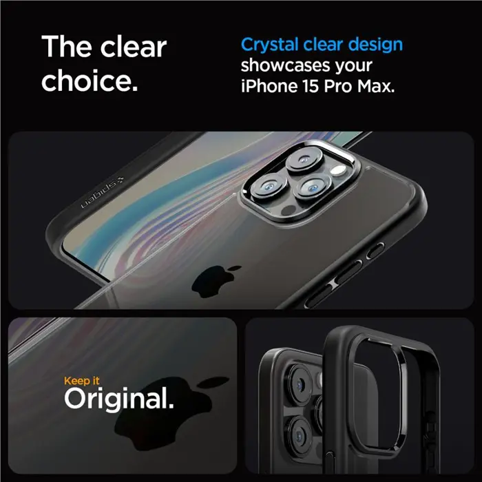 Spigen Crystal Hybrid, matte black - iPhone 15 Pro Max (ACS06449)