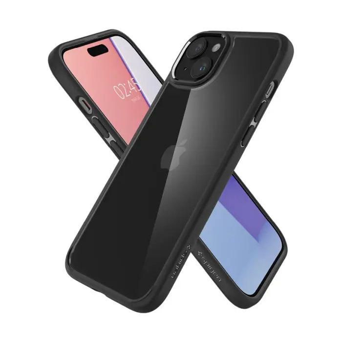 Spigen Crystal Hybrid, zaštitna maska za telefon, mat crna - iPhone 15 Plus (ACS06462)