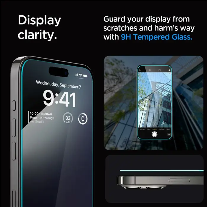 Spigen Glass tR EZ Fit, Transparency, zaštitno staklo za ekran telefona, 2 kom - iPhone 15 Pro (AGL06892)