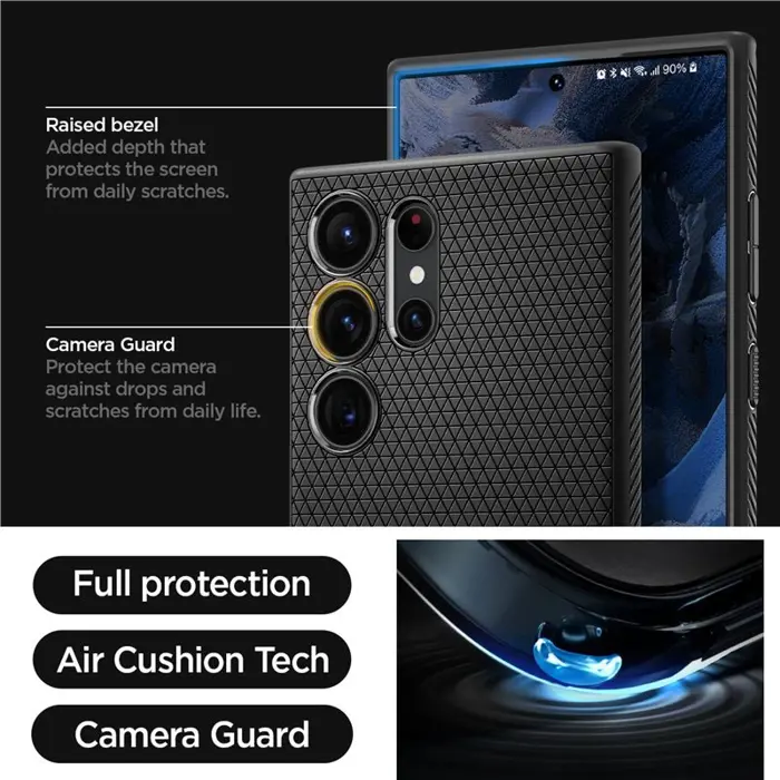Spigen Liquid Air, zaštitna maska za telefon, crna - Samsung Galaxy S23 Ultra