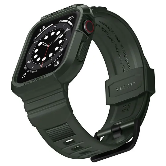 Spigen Rugged Armor Pro, zaštitna maska s remenom za Apple pametni sat, zelena - Apple Watch 8/7 (45mm)/SE 2022/6/SE/5/4 (44mm)