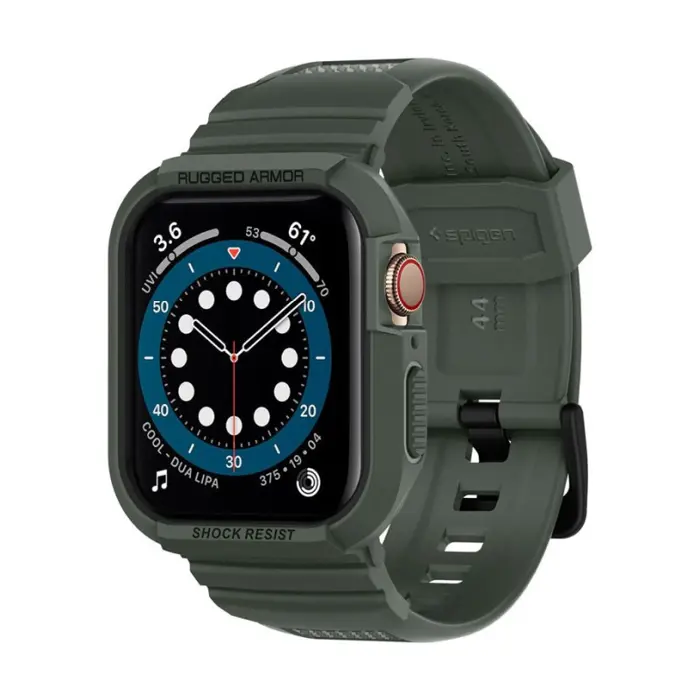 Spigen Rugged Armor Pro, zaštitna maska s remenom za Apple pametni sat, zelena - Apple Watch 8/7 (45mm)/SE 2022/6/SE/5/4 (44mm)