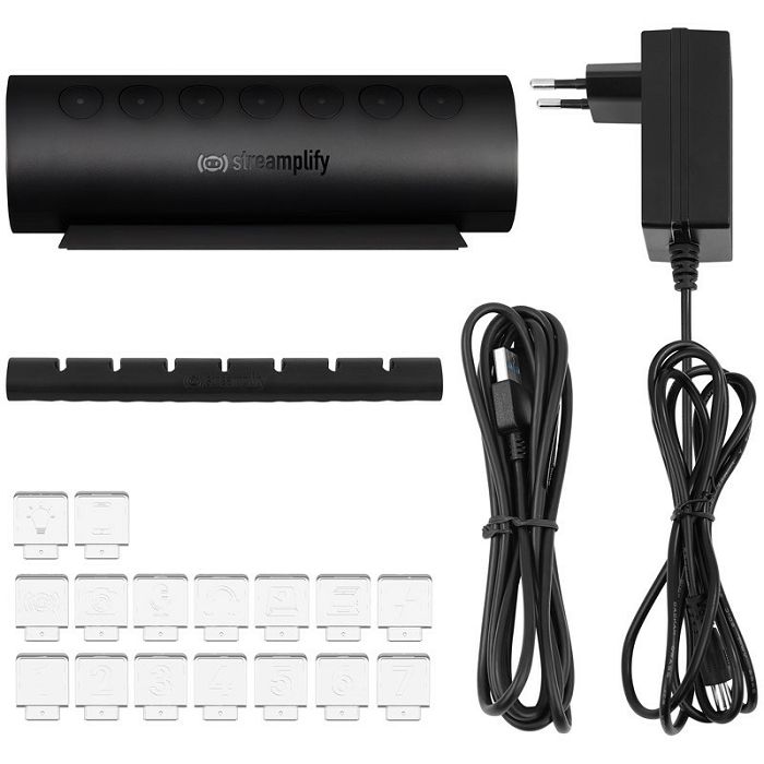 Streamplify HUB CTRL 7, 7x USB 3.0 Type A, RGB, 12V, EU power cord - black SPUH-HC71217.11