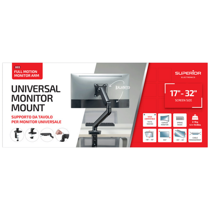 Superior Stolni nosač za LCD monitor, 17" - 32" - Single Monitor Mount PRO