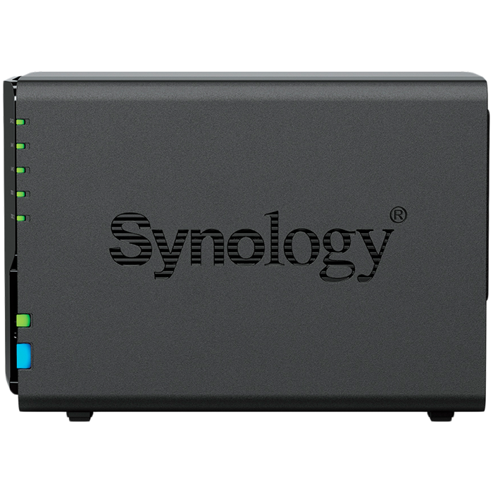 Synology DS225+, Tower, 2-bays 3.5 SATA HDD/SSD, CPU Inte Celeron J4125 4-core (4-thread) 2.0 GHz, burst up to 2.7 GHz, 2 GB DDR4 non-ECC (expandable up to 6 GB), 1xRJ-45 1GbE LAN, 1xRJ-45 2.5 GbE L