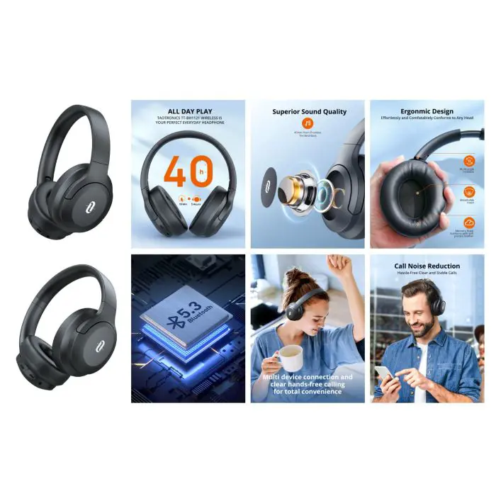TaoTronics Bluetooth Headphones with 40mm Drivers TT-BH1121