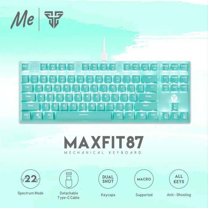TIPKOVNICA GAMING ŽIČNA MEHANIČKA FANTECH MAX FIT 87 R.SW MK856 MINT EDITION ZE.