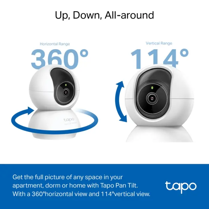 TP-Link Tapo C230 AI kamera 3K 5MP, H.264, 360°/114° Pan/Tilt, Advanced Night Vision, microSD, dvosmjerni audio, AI detekcija pokreta, Wi-Fi, Tapo app