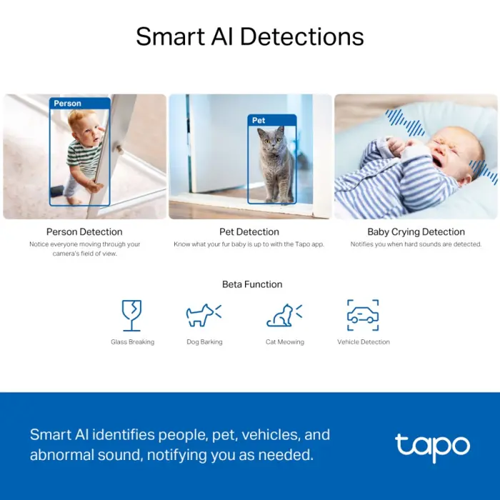 TP-Link Tapo C230 AI kamera 3K 5MP, H.264, 360°/114° Pan/Tilt, Advanced Night Vision, microSD, dvosmjerni audio, AI detekcija pokreta, Wi-Fi, Tapo app