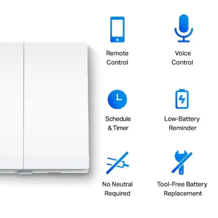 TP-LINK Tapo S220 Smart Light Switch, 2-Gang 1-Way