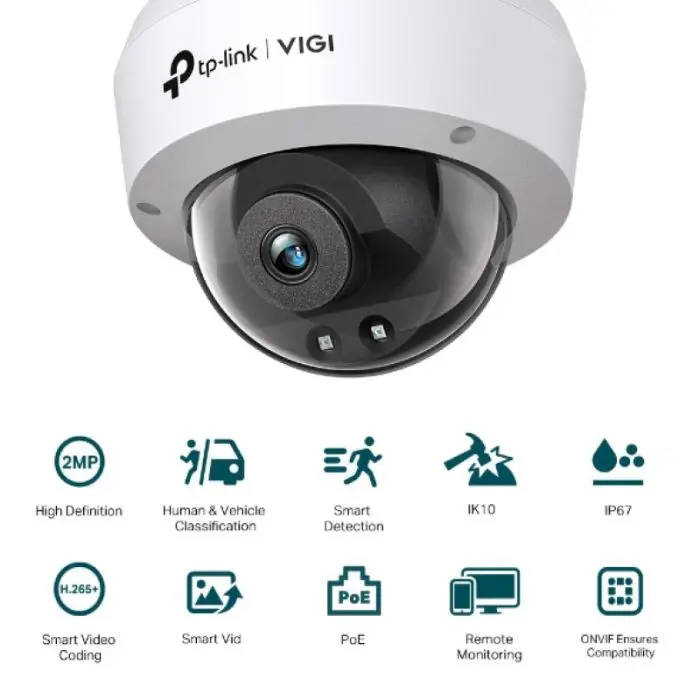 TP-LINK VIGI 2MP 2.8mm/4mm IR Dome network camera (up to 1920x1080 30fps)
