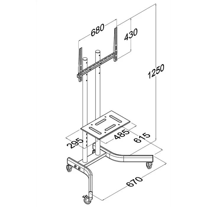 TV trolley stand Maclean, professional, on wheels, max 32-65", max 40kg, MC-739