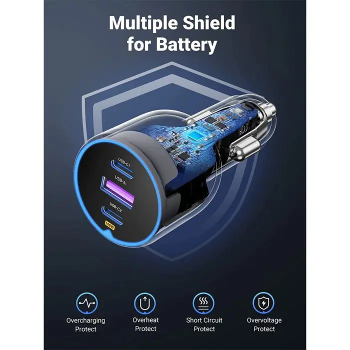Ugreen 130W avtopolnilec z 1M USB-C kablom