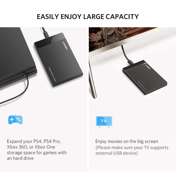 Ugreen 2.5 HDD case USB-C input black - box