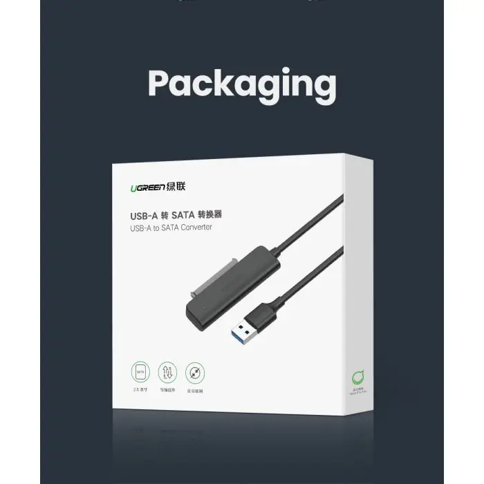 Ugreen adapter HDD SSD 2.5'' SATA III 3.0 - USB 3.2 Gen 1 (USB 5 Gbps)