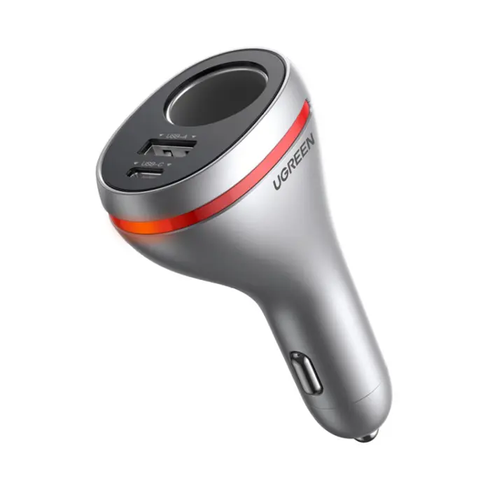 UGREEN auto punjač 84W, USB-C, USB-A, PD, QC 4.0, srebrni