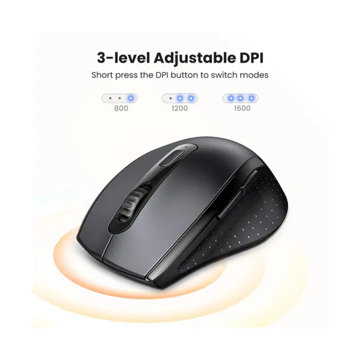UGREEN bežični miš, 1600 DPI, USB, crni
