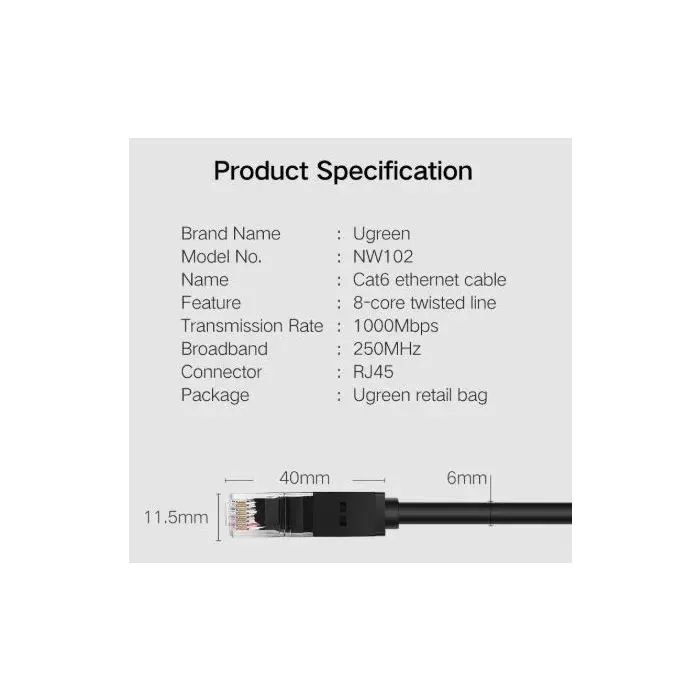 Ugreen Cat6 UTP LAN cable 50m - box