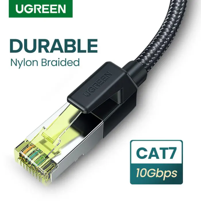 Ugreen Cat7 Shielded Round Cable with Braided Modular RJ45 Ethernet Connector 1M