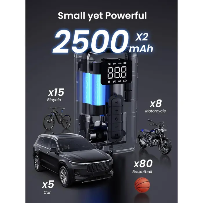 UGREEN CD259, 2x 2500mAh, električna zračna pumpa