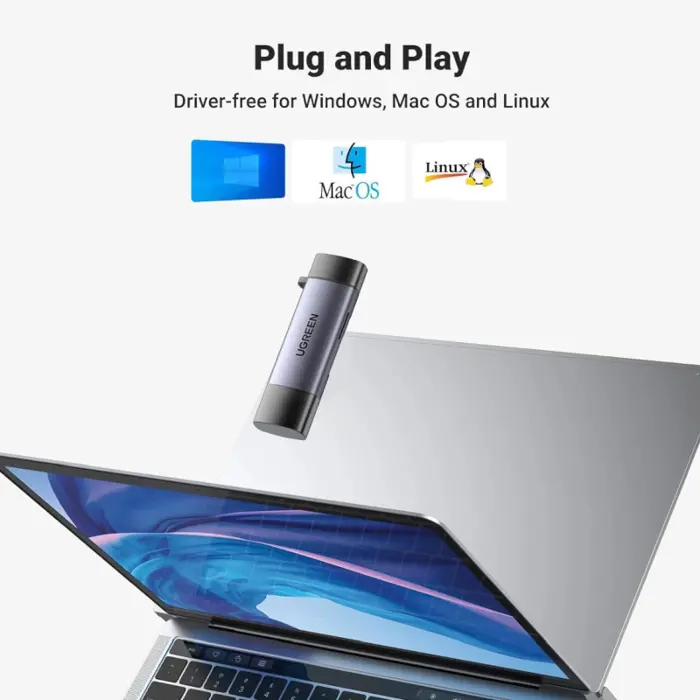 Ugreen čitač memorijskih kartica, TF/microSD/SD kartice, USB-C/USB-A