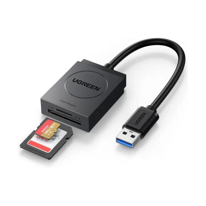 UGREEN Čitač memorijskih kartica, USB 3.0, TF/SD kartice, 15cm, crni