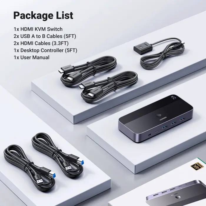 UGREEN KWM switch, 3x HDMI, 2x USB-C, 3x USB-A,2x USB-B