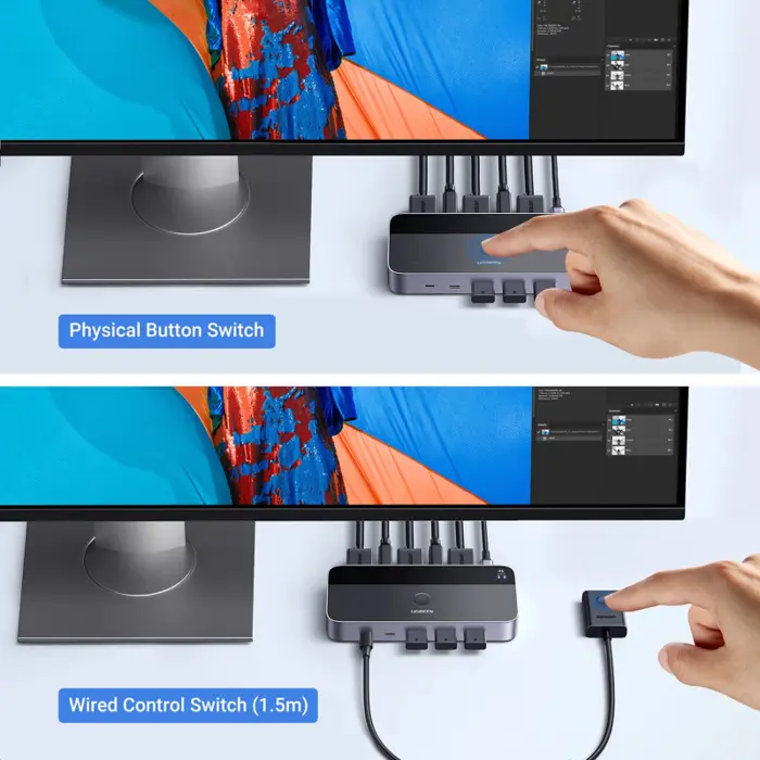 UGREEN KWM switch, 3x HDMI, 2x USB-C, 3x USB-A,2x USB-B