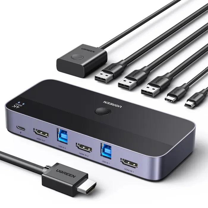 UGREEN KWM switch, 3x HDMI, 2x USB-C, 3x USB-A,2x USB-B